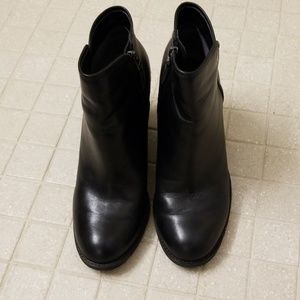 Black leather ankle boots
